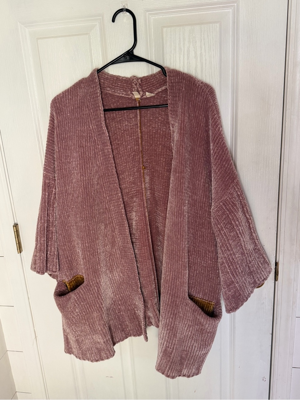 Anthro Chenille Open Front Cardigan Sweater - Dusty Rose